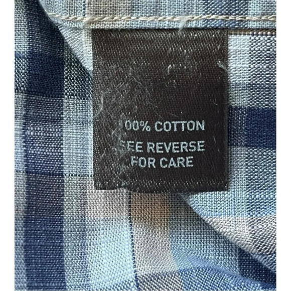 Johnston & Murphy Tailored Fit Plaid Short Sleeve Button Down Men Size Large - Picture 8 of 9